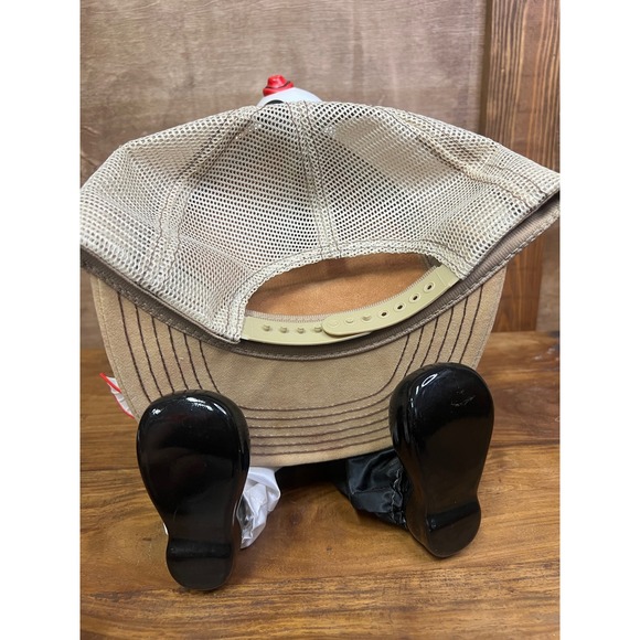 OSH Since 1931 Mens Leather Suede Mesh Trucker Hat Snapback Cap Tan Made in USA - Picture 2 of 3